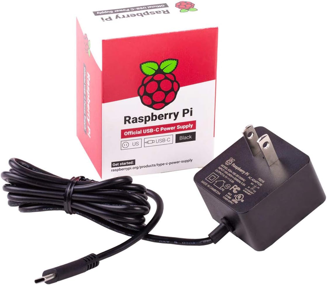 Official Raspberry Pi 15W USB-C Power Supply, Black