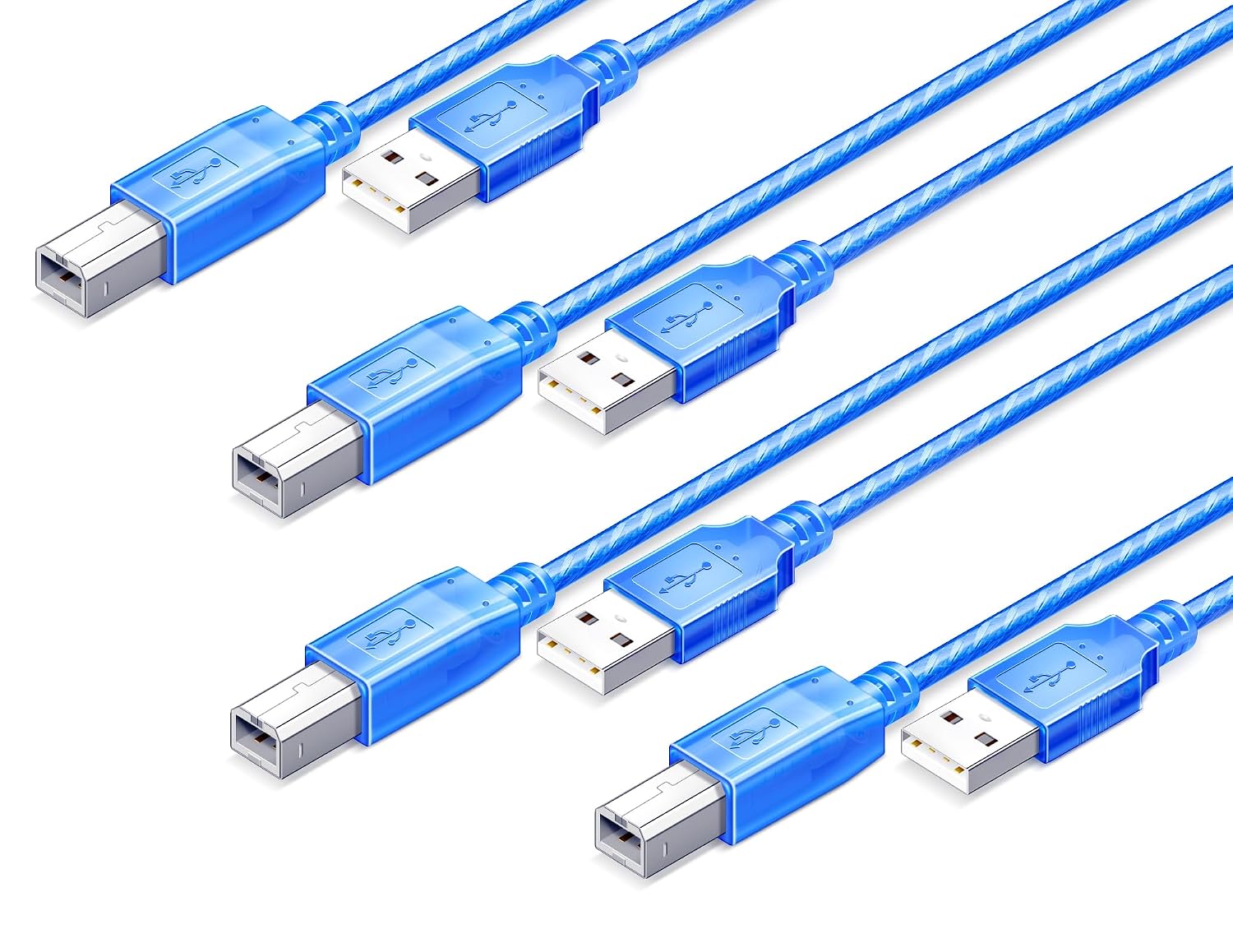 USB 2.0 A-to-B Cable for Arduino, 1 ft (4-Pack)