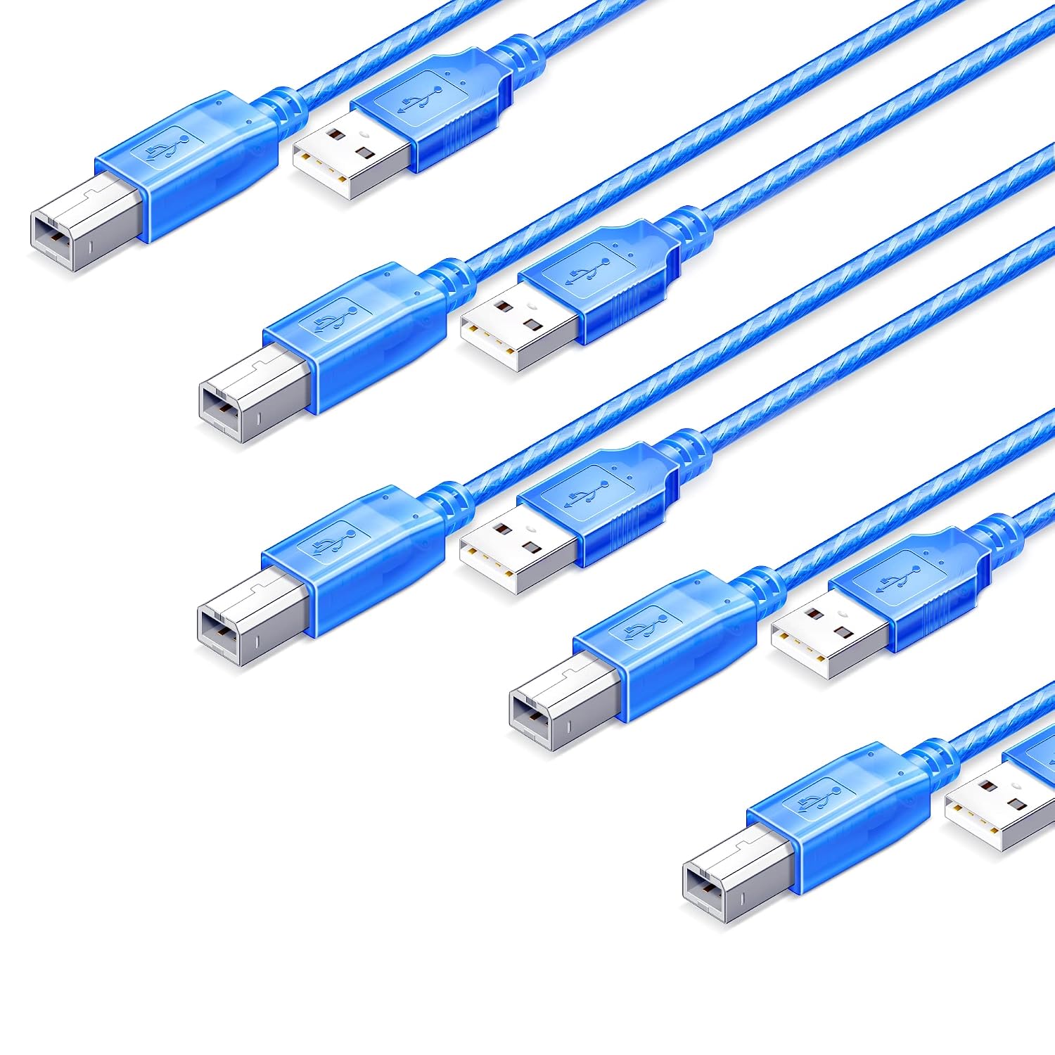 USB 2.0 A-to-B Cable for Arduino, 3 ft (5-Pack)