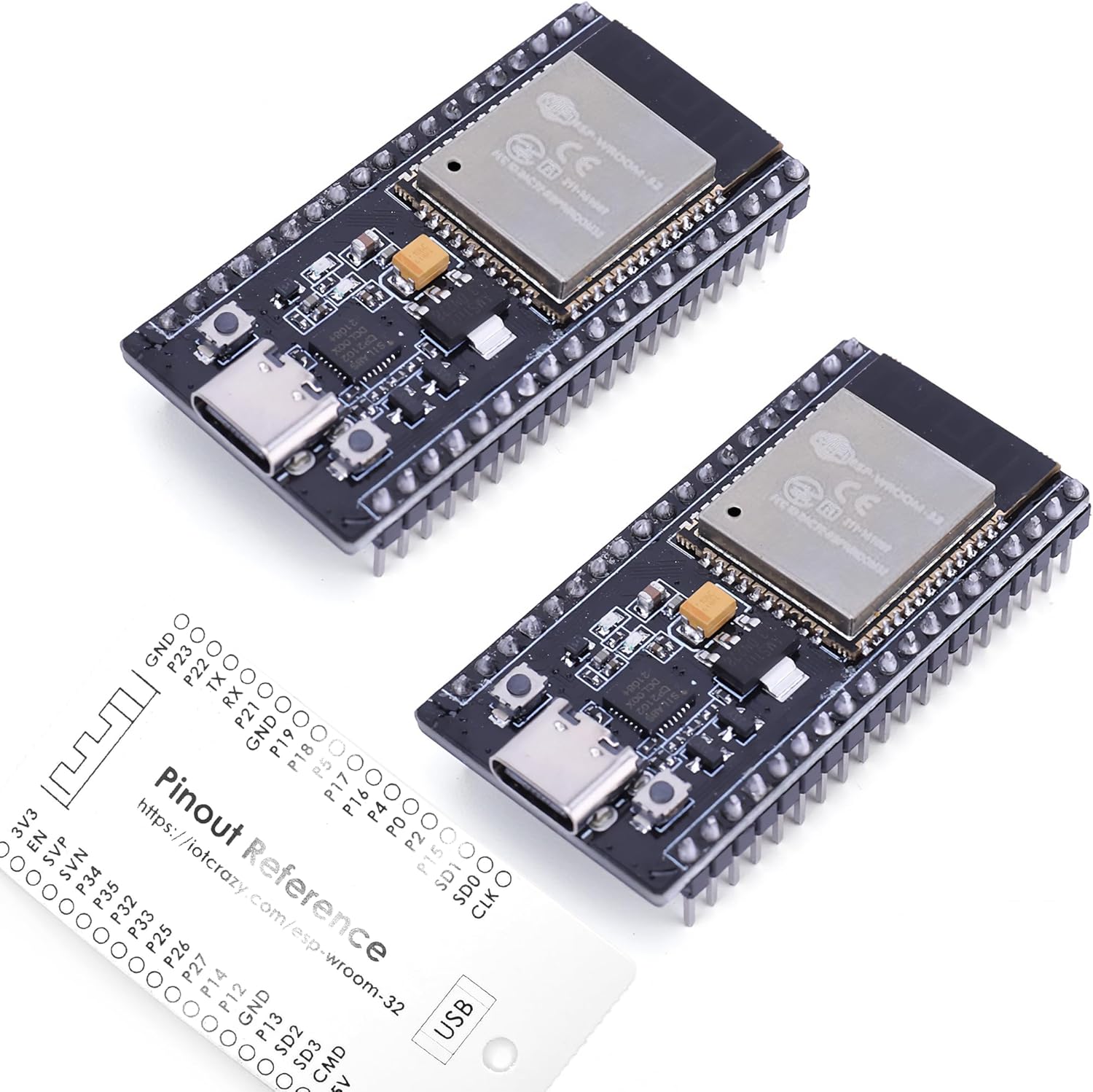 ESP32 ESP-WROOM-32 Board, 38-Pin, USB-C (2-Pack)