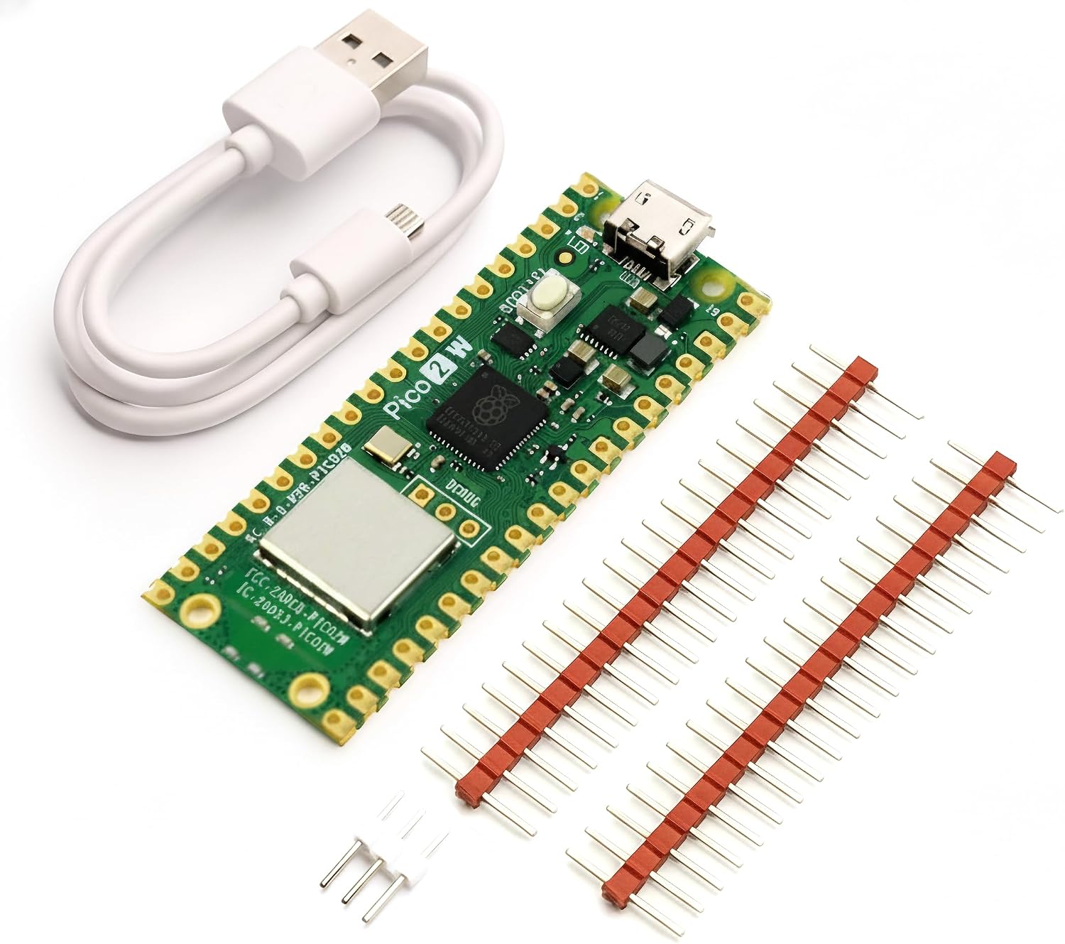 Official Raspberry Pi Pico 2 W (RP2350) with Headers and Cable