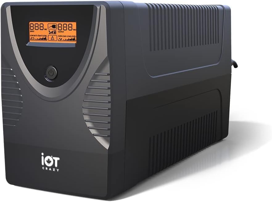 IoTCrazy 600VA / 360W UPS Battery Backup, 6 Outlets